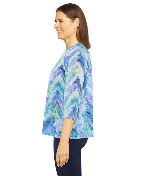 Alfred Dunner® Moody Blues Ikat Chevron 3/4 Sleeve Top