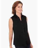 Foxcroft Taylor Essential Stretch Non-Iron Sleeveless Shirt - Black