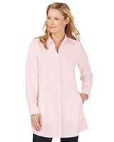 Foxcroft Cici Essential Pinpoint Non-Iron Tunic - Chambray Pink