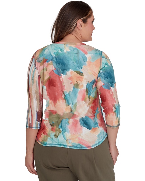 Alfred Dunner® Sedona Sky Spliced Floral Brushstroke Stripes