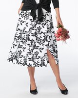 Look of Linen Floral Midi Skirt - White/Black