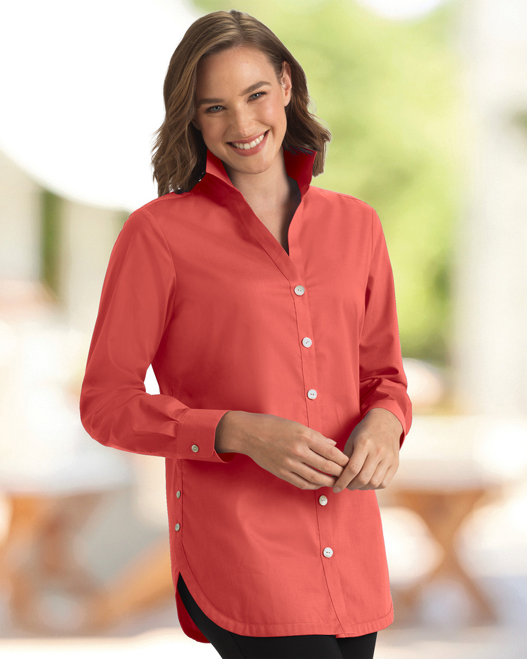 Women's Long-Sleeve No-Iron Shirt - Dover Red - 6p - Petite Size