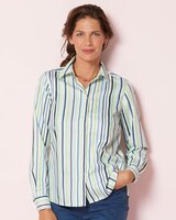 Foxcroft® Mixed Stripe Non-Iron Shirt - Classic Navy Multi