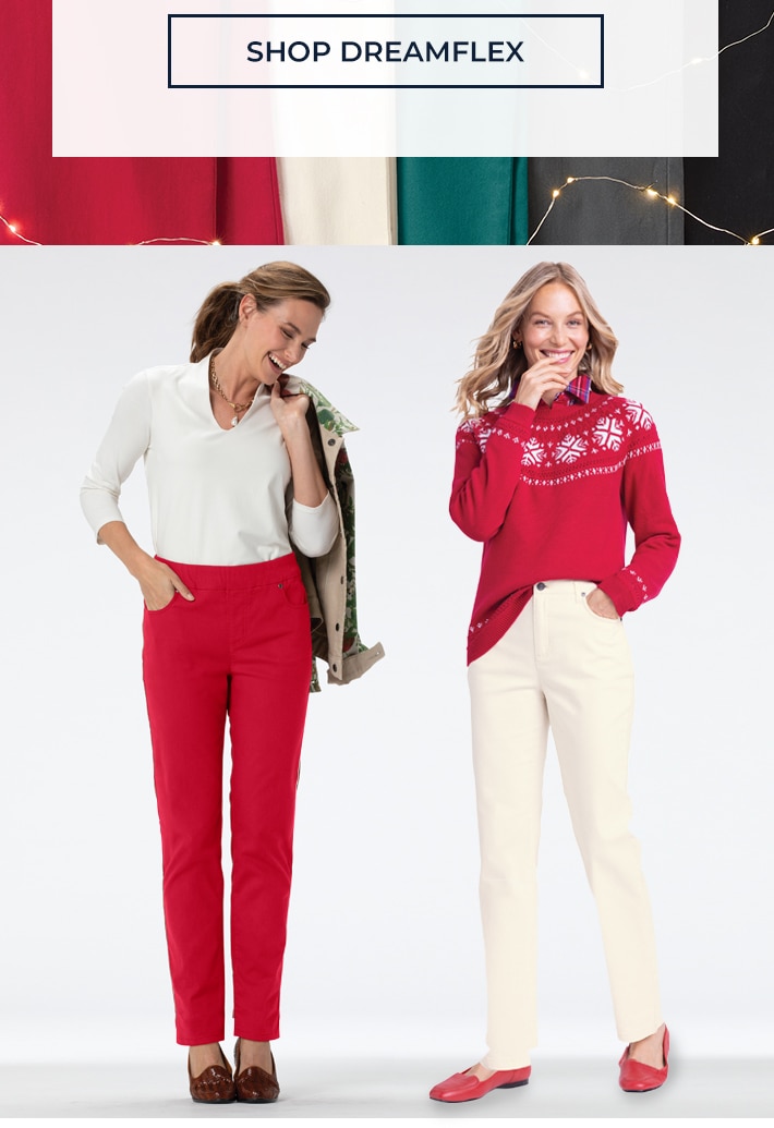 dreamy new colors holiday oants for all give the gift of stretchy, comfy, colorful pants to the ones who deserve it most -- and yes, that includes you. shop dreamflex