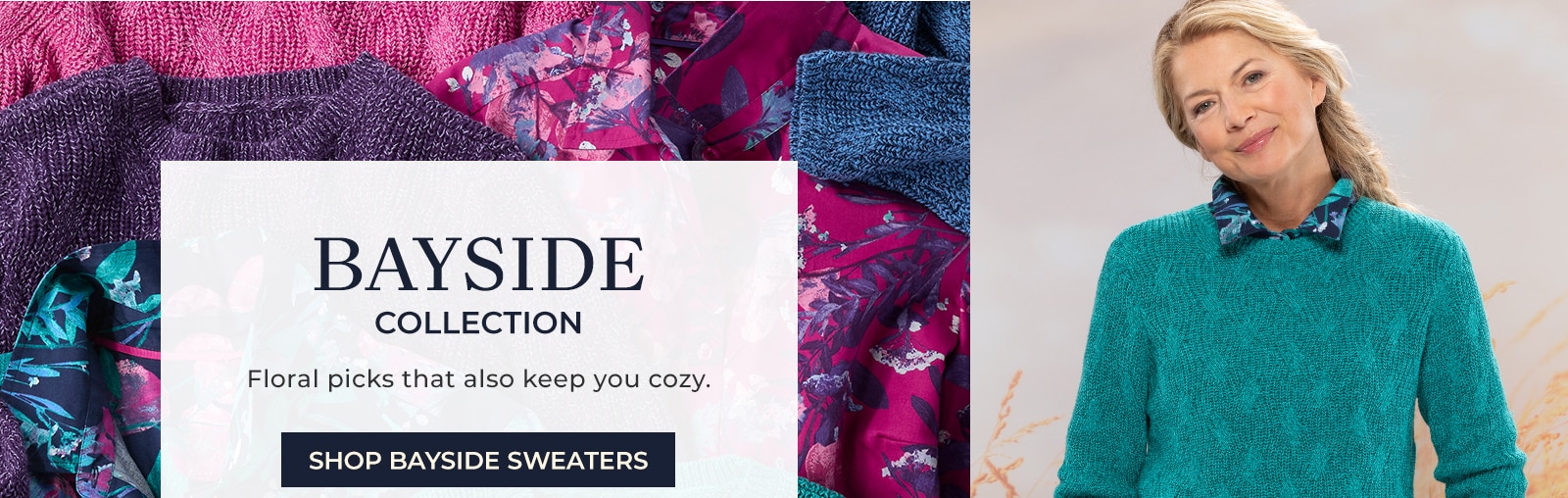 bayside collection floral picks that also keep you cozy. shop bayside sweaters