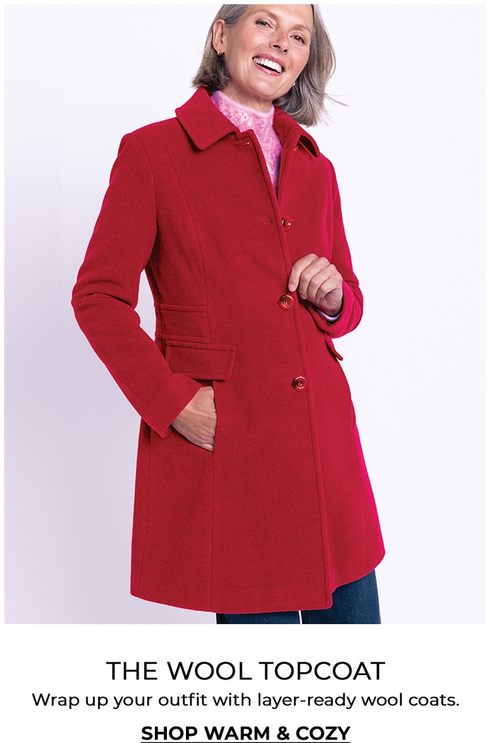 the wool topcoat wrap up your outfit with layer-ready wool coats. shop warm & cozy